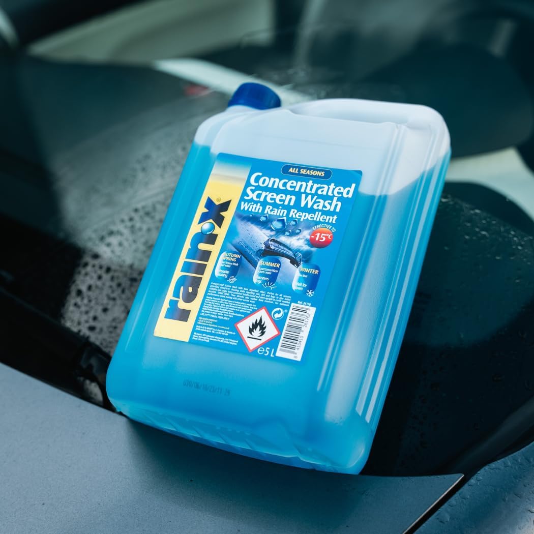 Rain-X Lave-Glace Anti-Pluie – Technologie Hydrophobe pour Visibilité Optimale – Protection Antigel Jusqu’à -20°C – Formule sans Méthanol – 5L