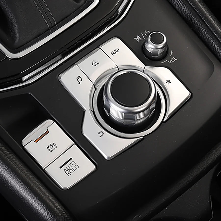 Caches de Boutons Frein à Main, Auto Hold & Multimédia en Aluminium – Mazda 3 BP & CX-30