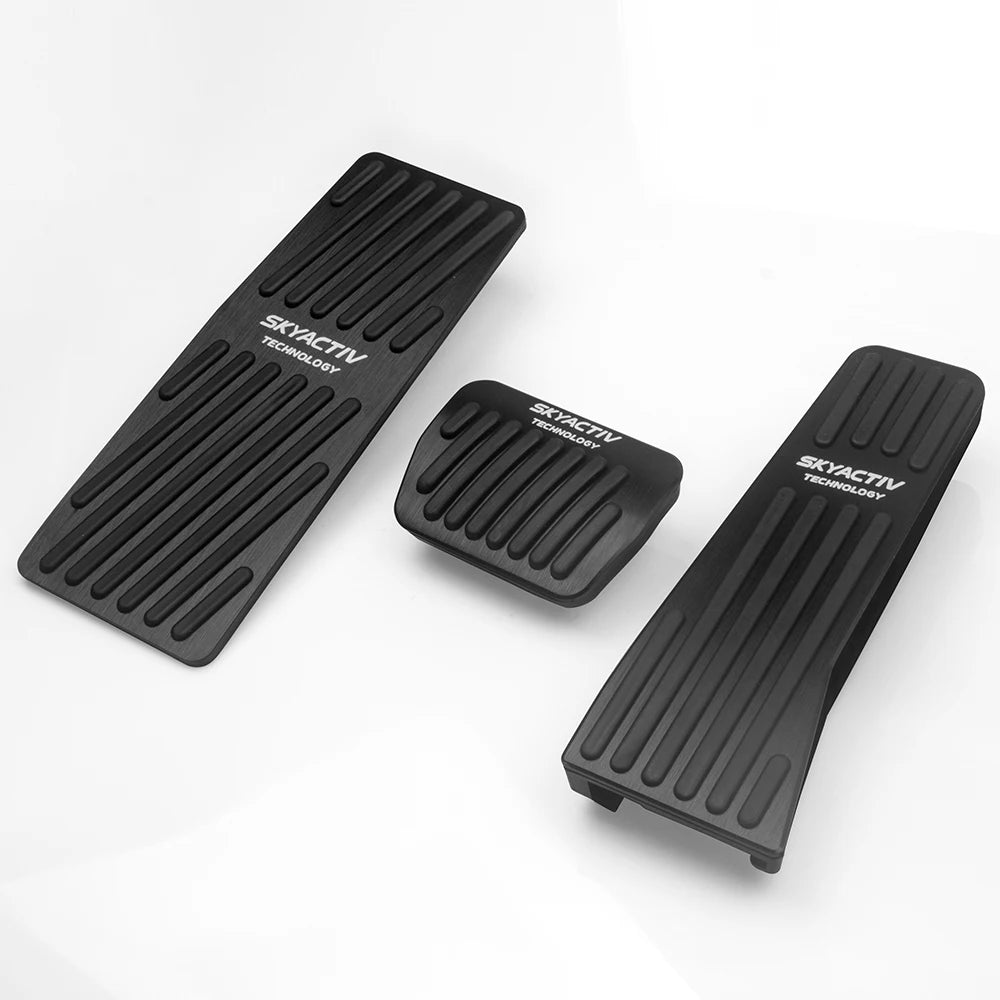 Aluminum brake, accelerator and footrest pedal covers for manual and automatic transmission