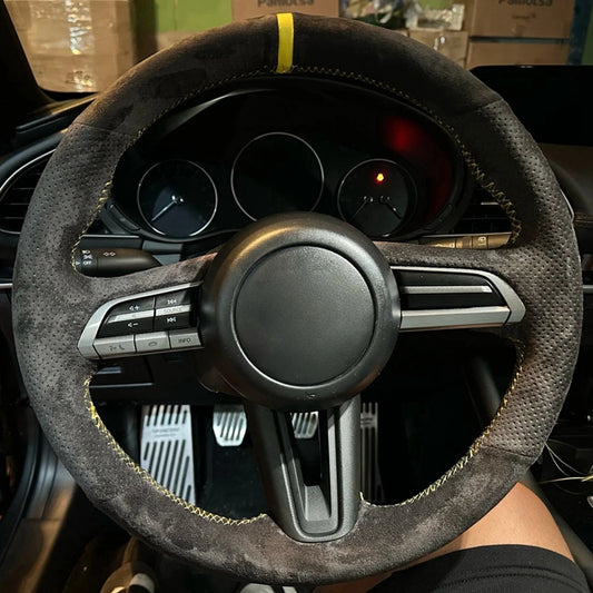 Suede steering wheel cover to sew