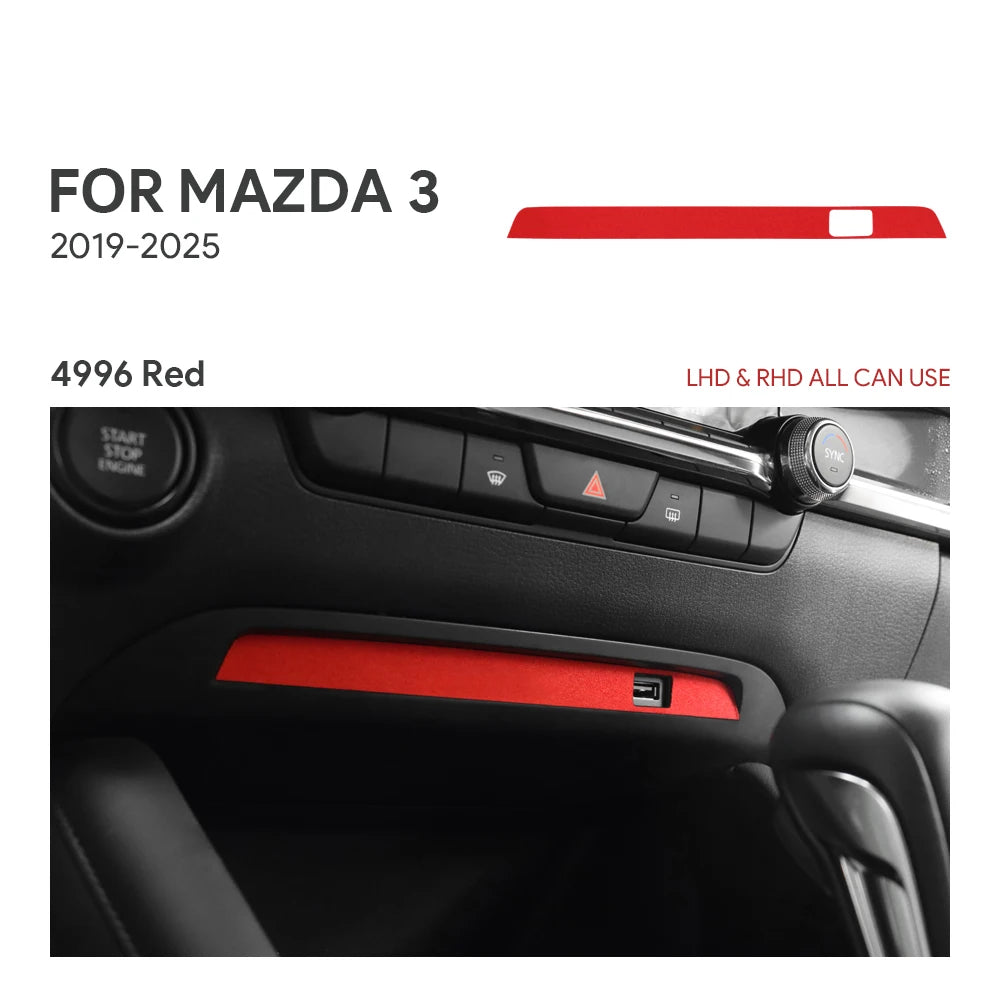 Center console USB panel trim protection in suede