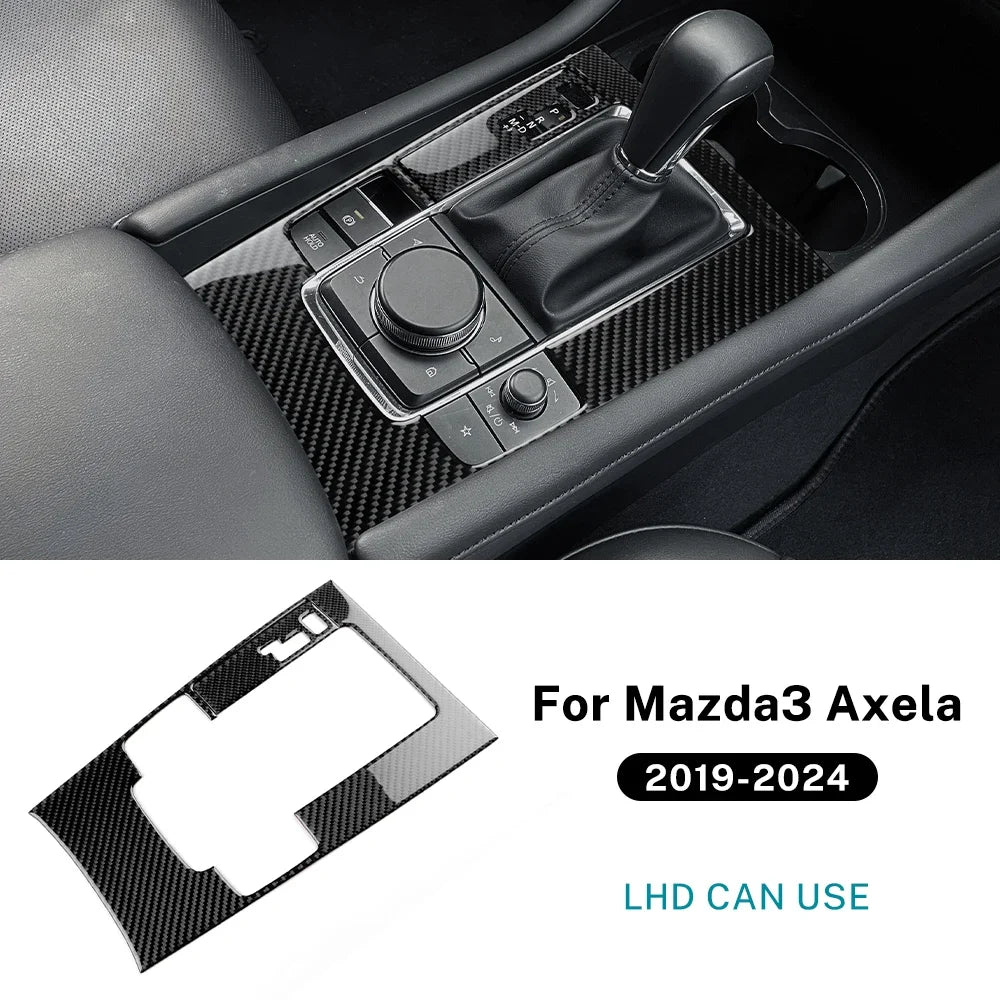 Cache de Console de Levier de Vitesse en Fibre de Carbone – Mazda 3 BP