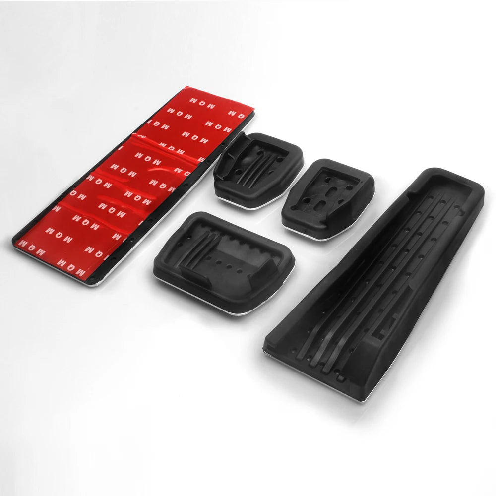 Aluminum brake, accelerator and footrest pedal covers for manual and automatic transmission