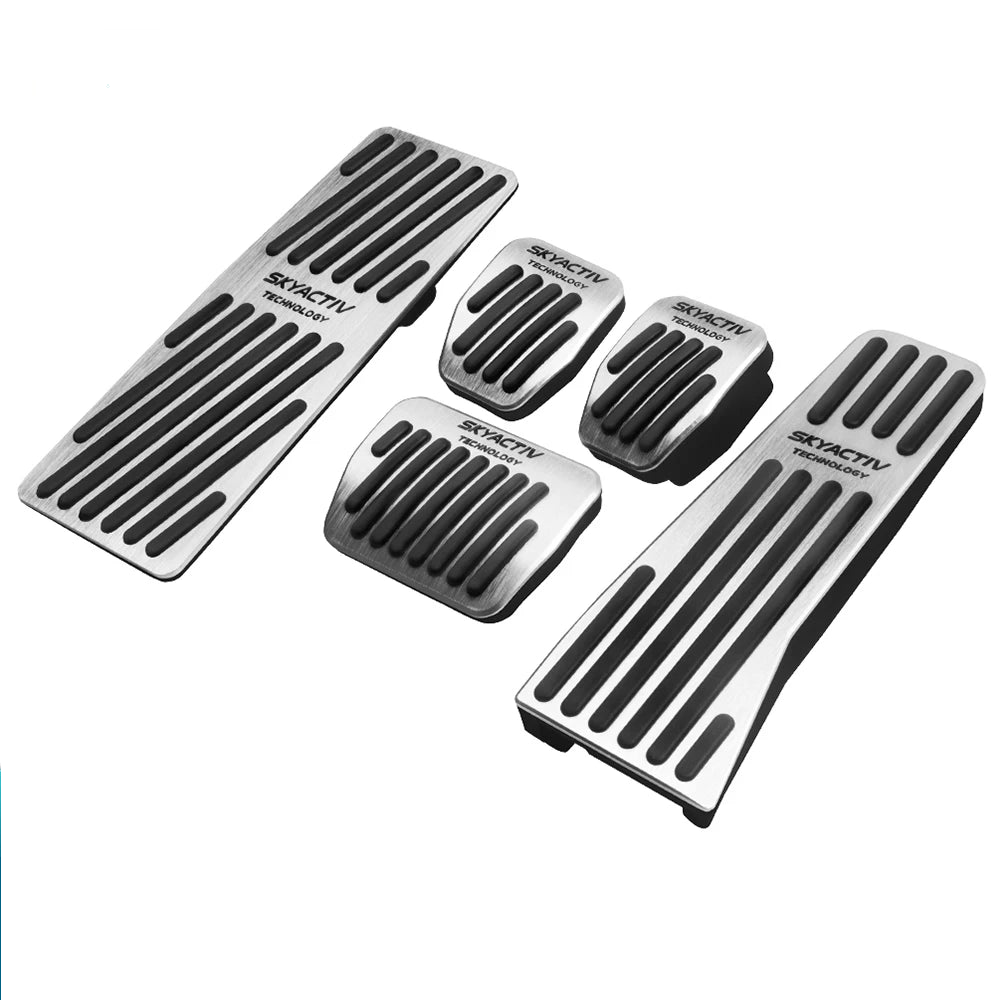 Aluminum brake, accelerator and footrest pedal covers for manual and automatic transmission
