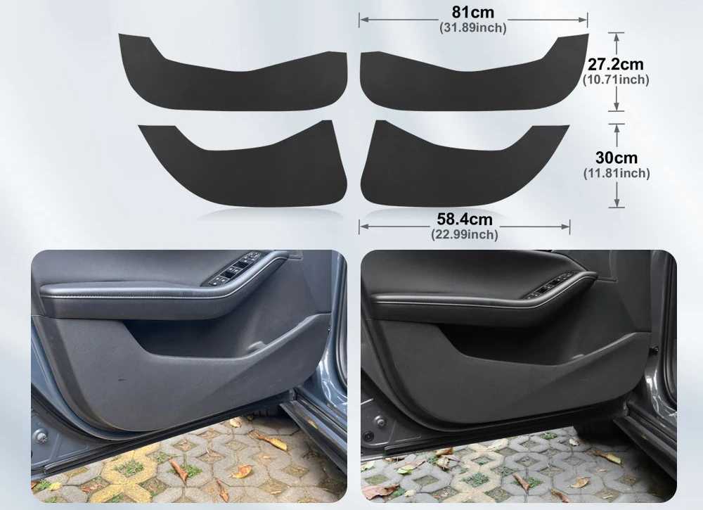 Suede anti-kick protection for doors