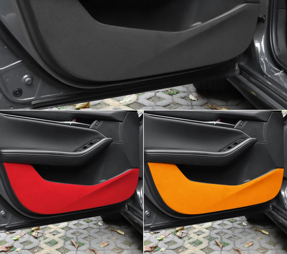 Suede anti-kick protection for doors