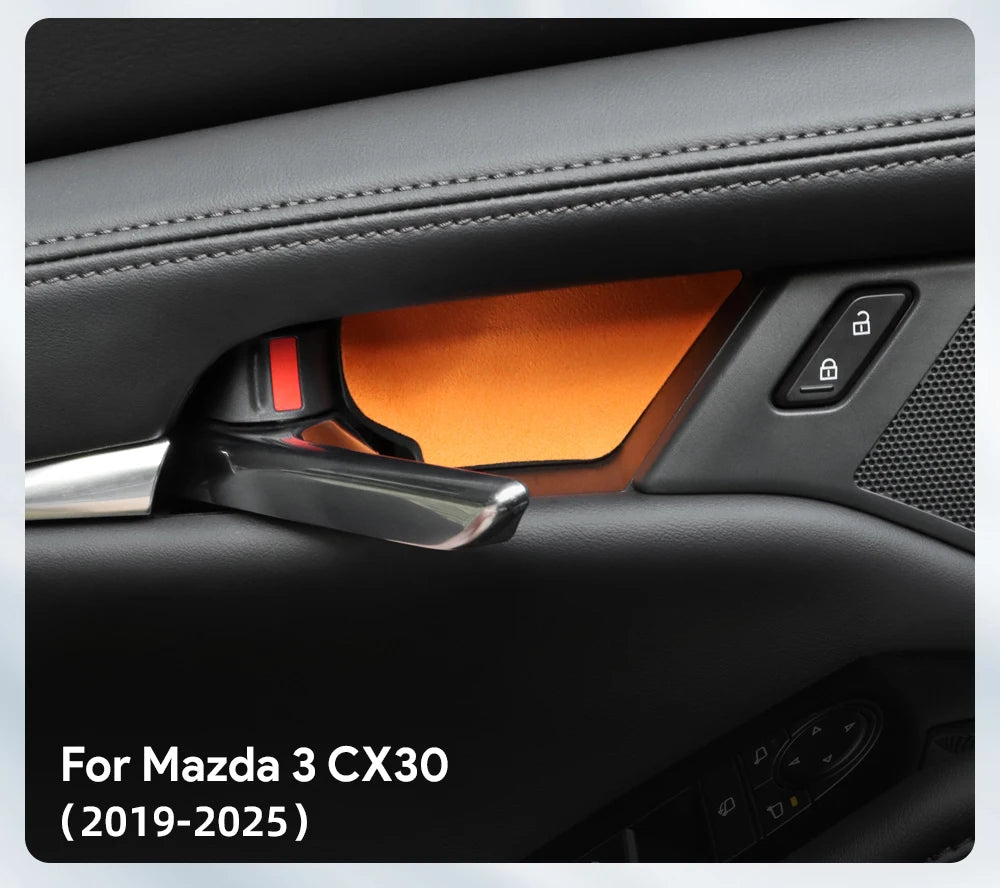 Suede interior door handle panel trim protection