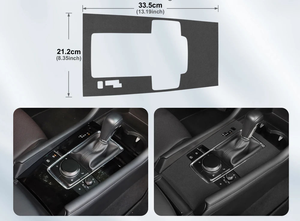 Suede center console and lever protection