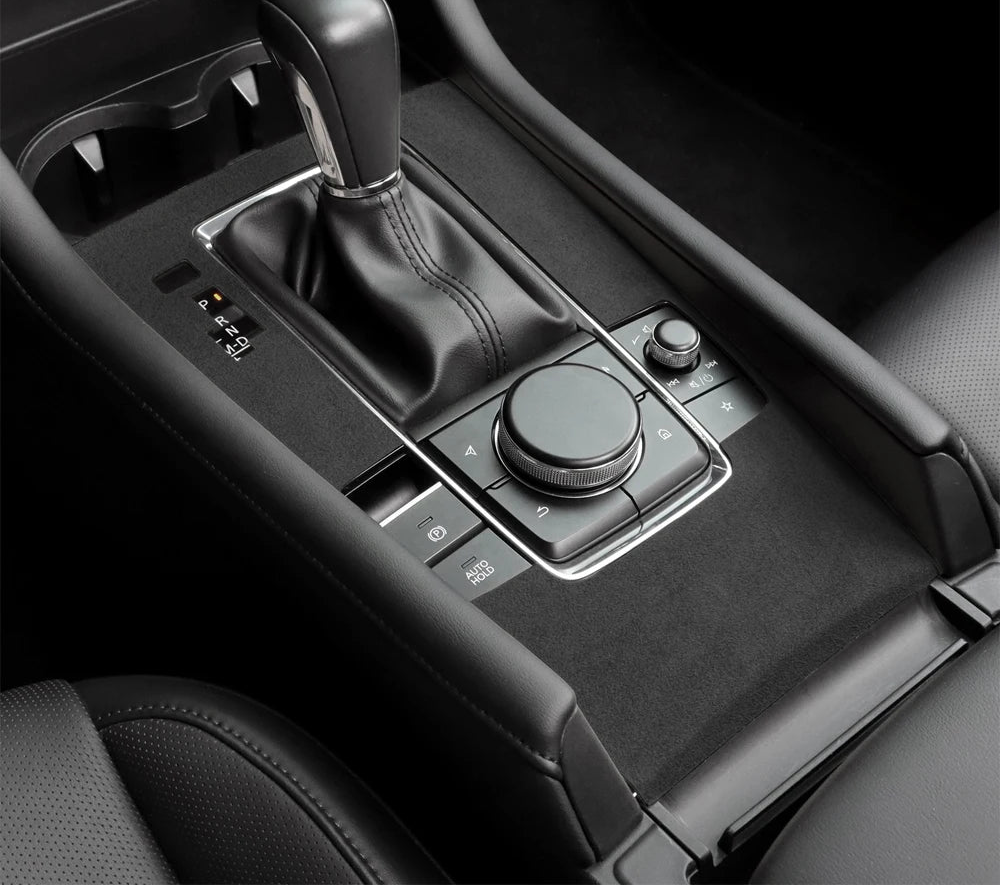 Suede center console and lever protection