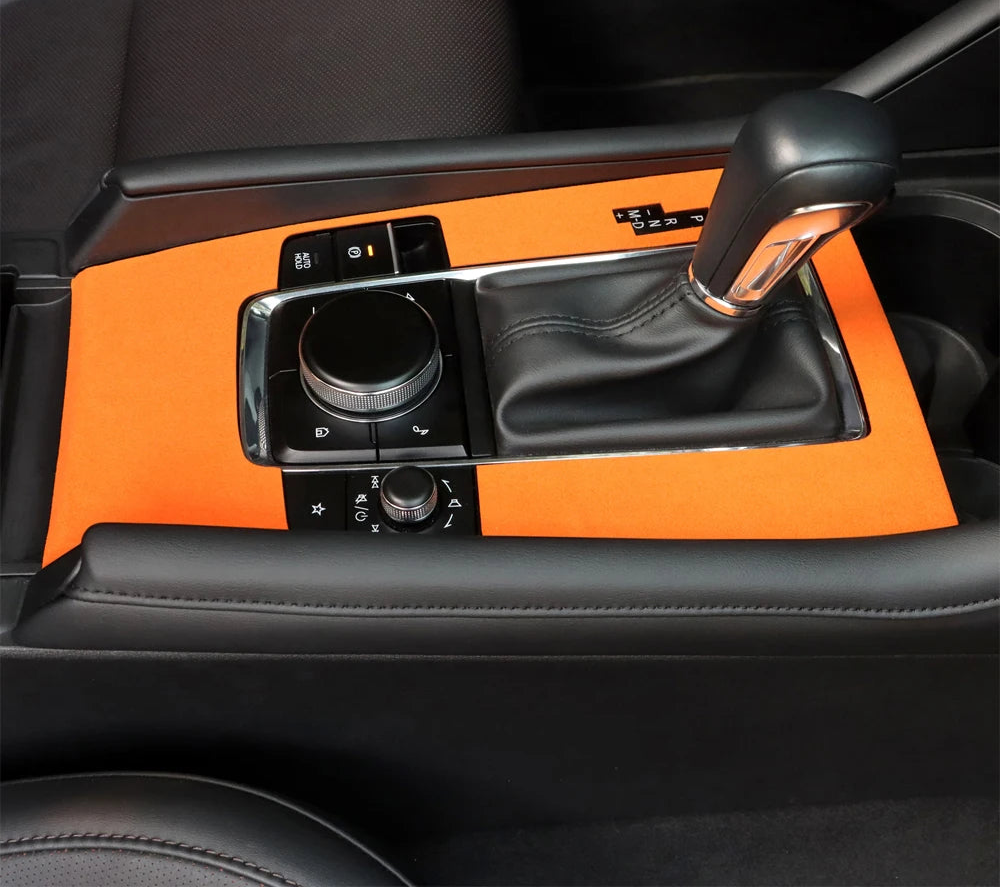 Suede center console and lever protection
