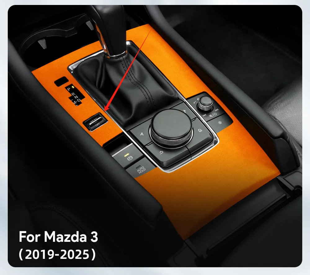 Suede central console cover for automatic lever and sport button