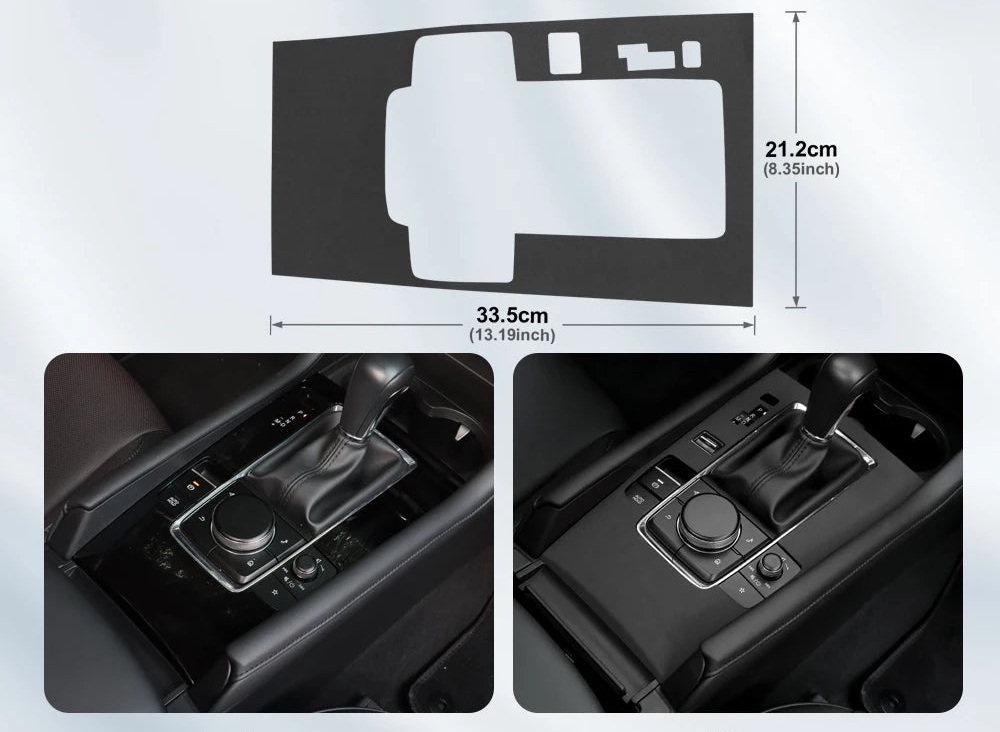 Suede central console cover for automatic lever and sport button