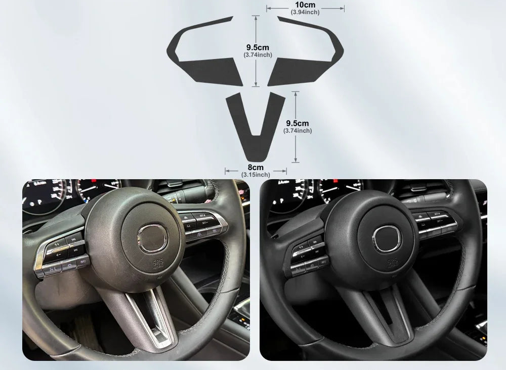 Suede steering wheel button trim protection