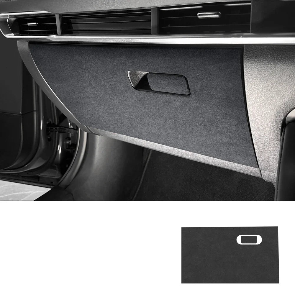 Suede or carbon glove box kick protection