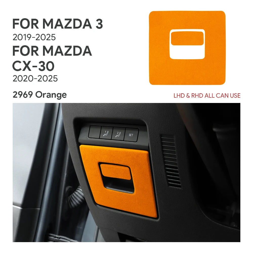 Suede driver's storage box panel trim protection