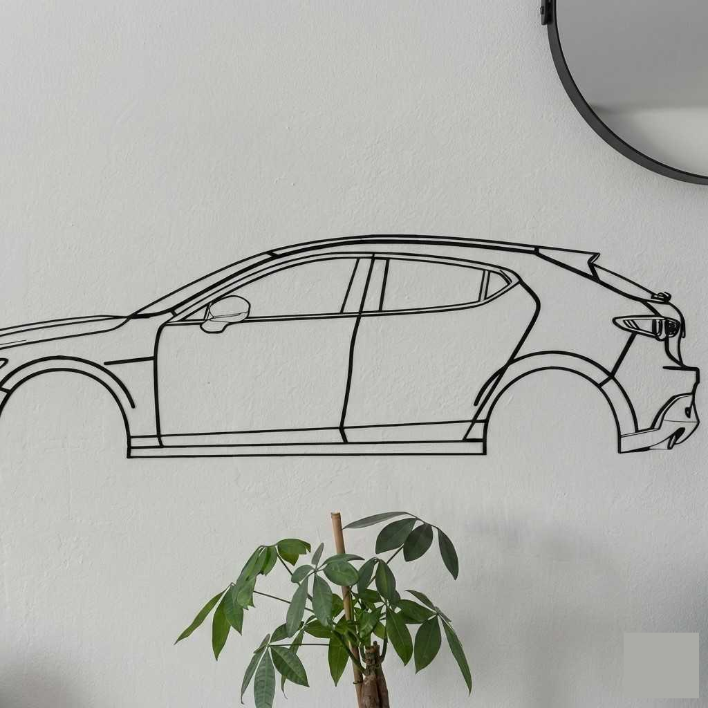 Silhouette murale en métal Mazda, décoration minimaliste