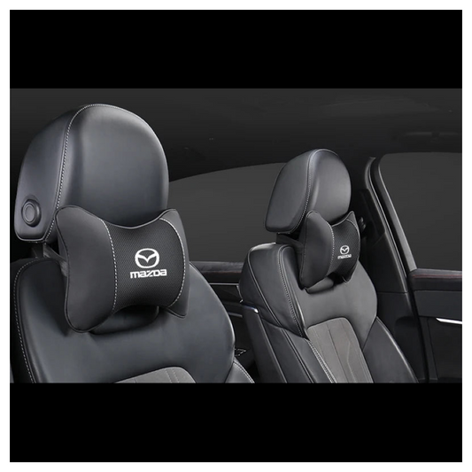 Coussin repose-nuque similicuir noir logo Mazda appuie-tête siège auto - Mazdrive