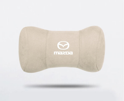 Coussin repose-tête suédine gris logo Mazda appuie-tête ergonomique siège auto - Mazdrive