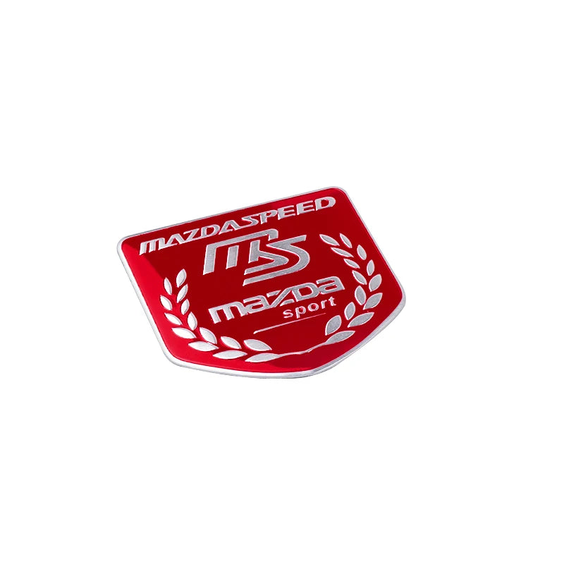 Emblème 3D aluminium Mazdaspeed décoration premium carrosserie noir rouge Mazda - Mazdrive