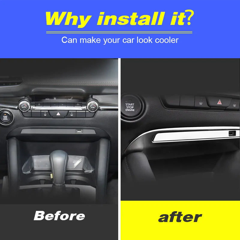 Baguette de Console Centrale Inox avec Contour USB – Mazda 3 BP