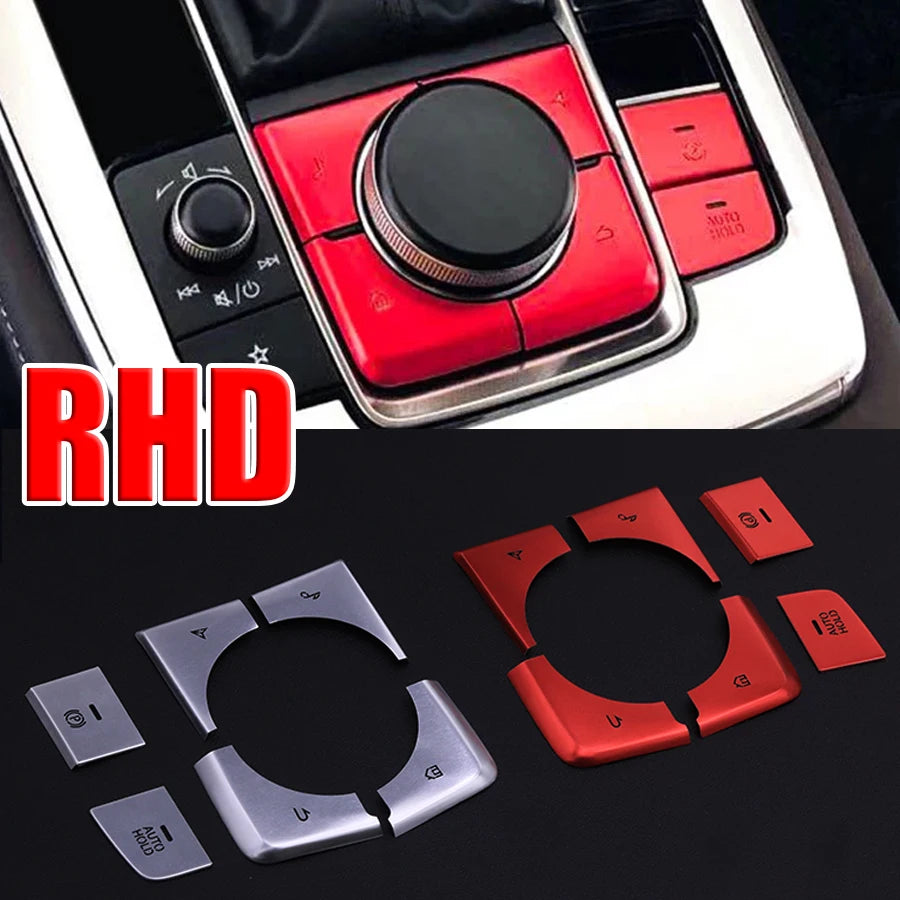 Caches de Boutons Frein à Main, Auto Hold & Multimédia en Aluminium – Mazda 3 BP & CX-30