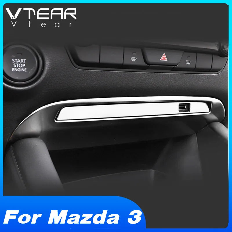 Baguette de Console Centrale Inox avec Contour USB – Mazda 3 BP