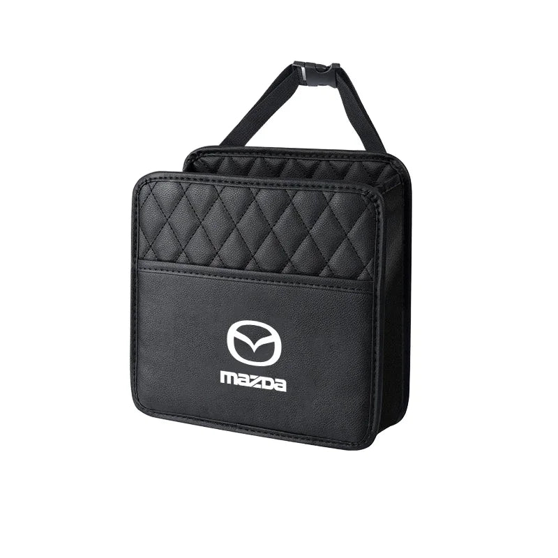 Poubelle voiture suspendue noire logo Mazda appui-tête siège tous modèles Mazda - Mazdrive
