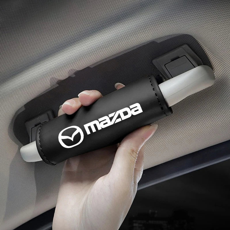 Protège-poignées plafond similicuir noir logo Mazda tous modèles confort maintien - Mazdrive