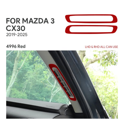 Protection garniture sortie air montant suédine rouge CX-30 2019-2026 pilier portière - Mazdrive