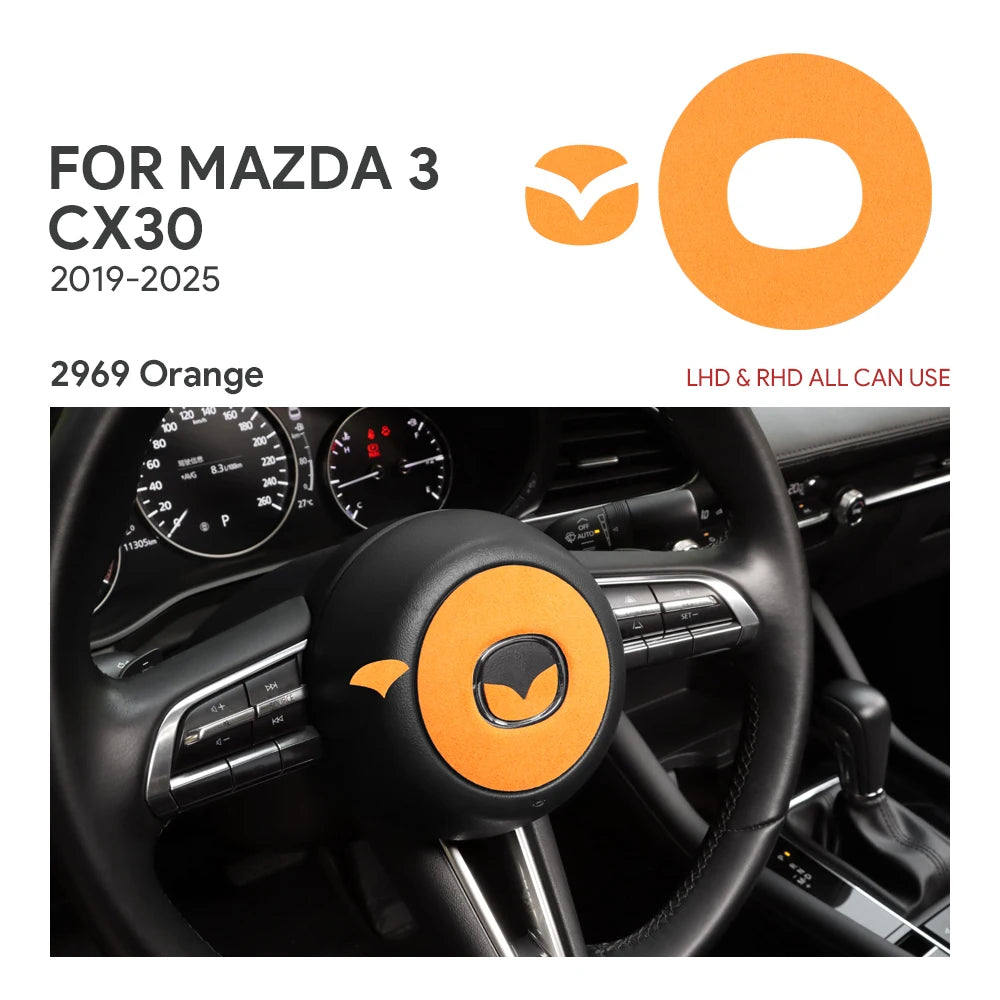 Protection garniture volant suédine rouge noir Mazda 3 CX-30 2019-2025 anti-rayures - Mazdrive