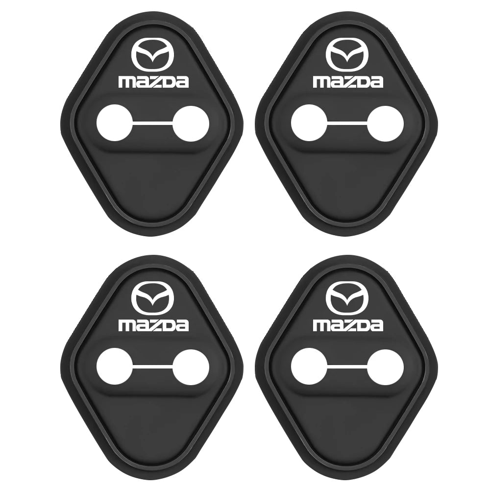 Protections silicone verrous porte noir rouge logo Mazda 3 CX-30 anti-rayures 4 pièces - Mazdrive