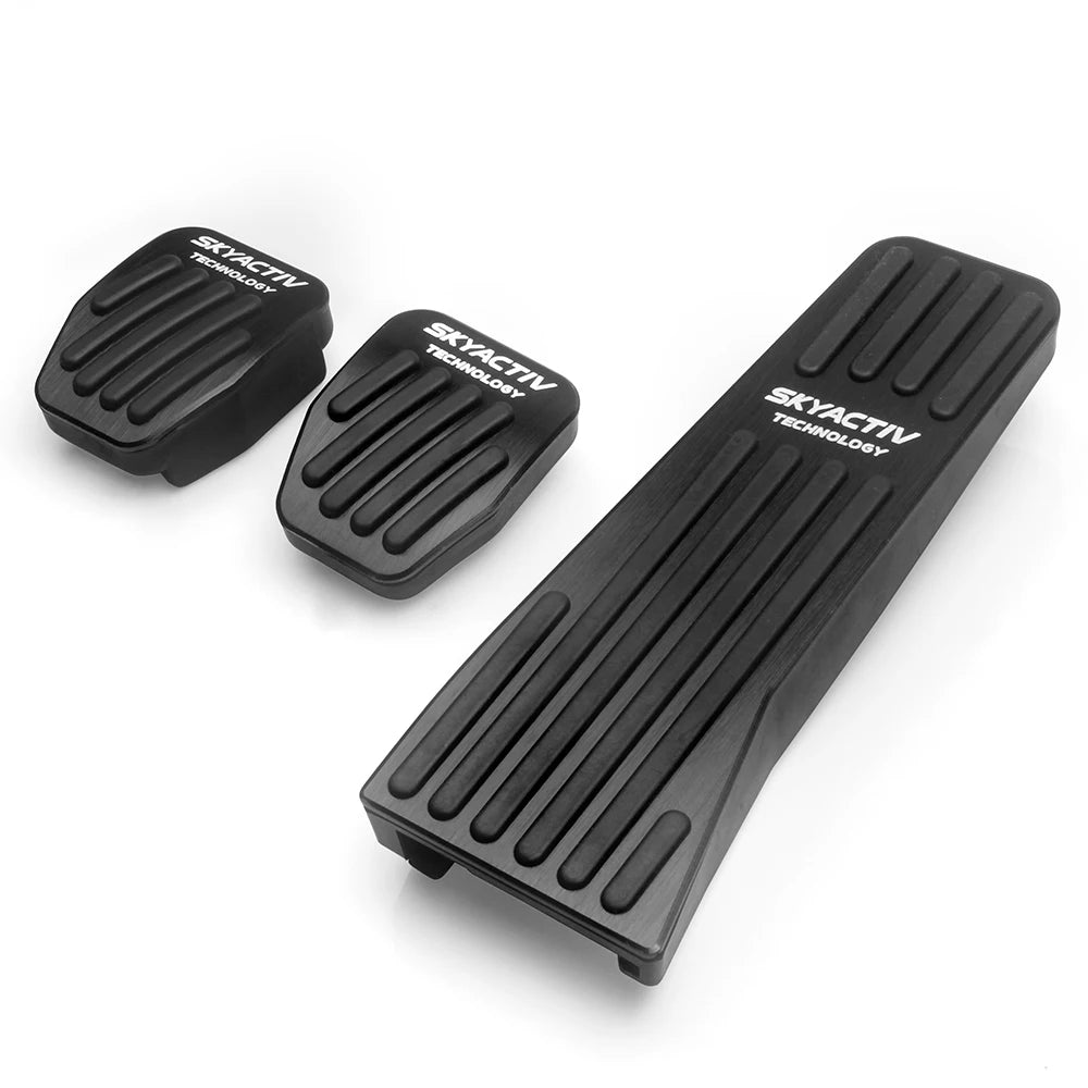 Aluminum brake, accelerator and footrest pedal covers for manual and automatic transmission