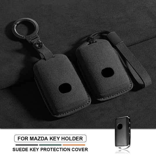 Étui de clé en suédine avec attache pour clé Mazda type D