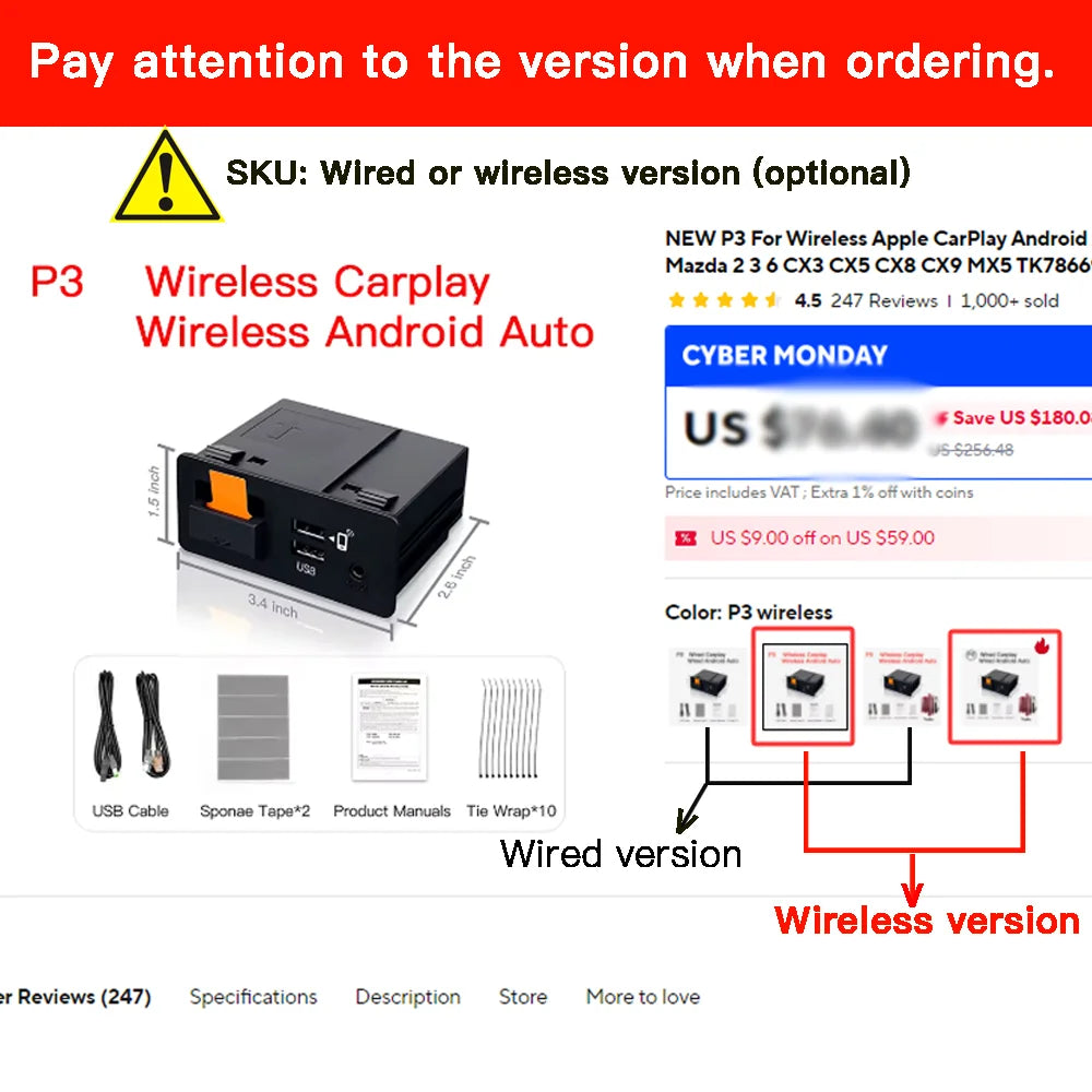 Kit CarPlay & Android Auto avec Hub USB Type Origine – Mazda Connect