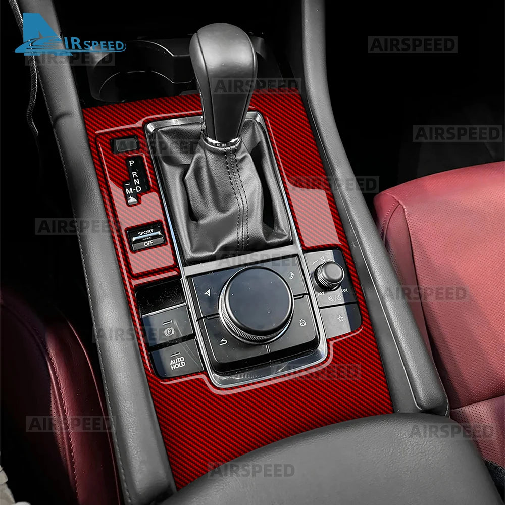 Autocollant fibre de carbone pour panneau de console boîte automatique – Mazda 3 BP – photo 3