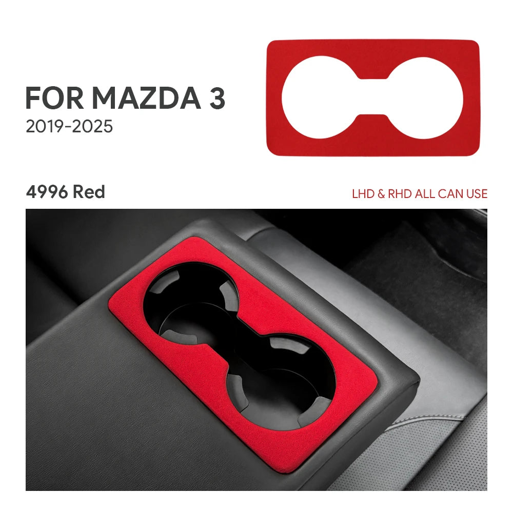 Suede rear cup holder trim protection