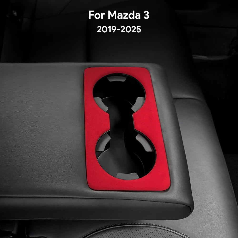 Suede rear cup holder trim protection