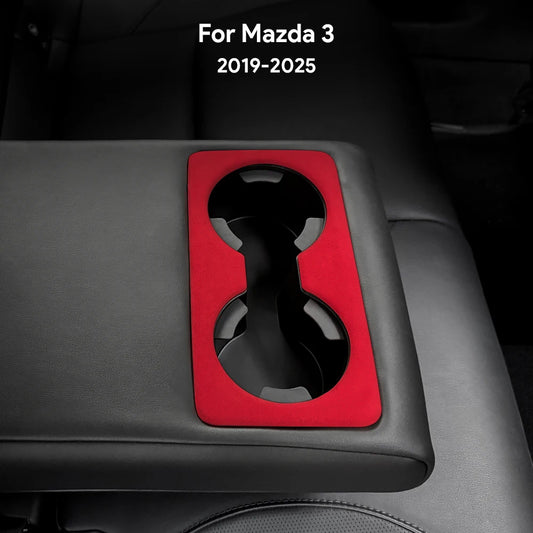 Suede rear cup holder trim protection