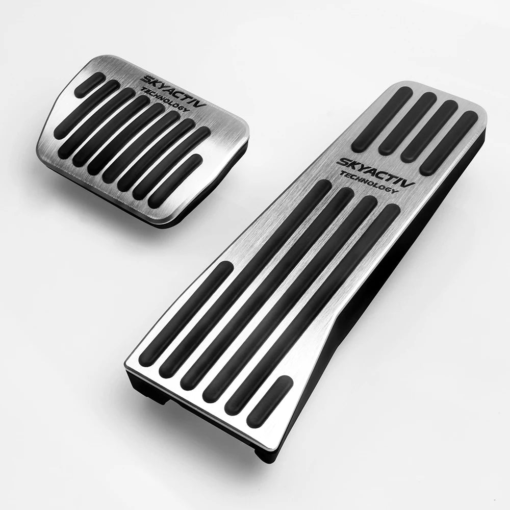 Aluminum brake, accelerator and footrest pedal covers for manual and automatic transmission