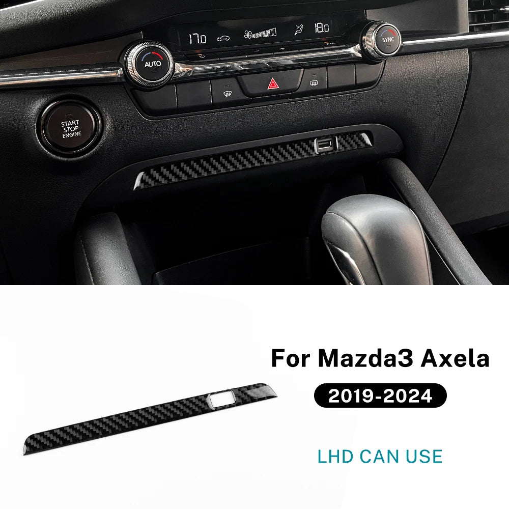 Autocollant fibre de carbone pour cadre de prise USB de console centrale – Mazda 3 BP – photo 7