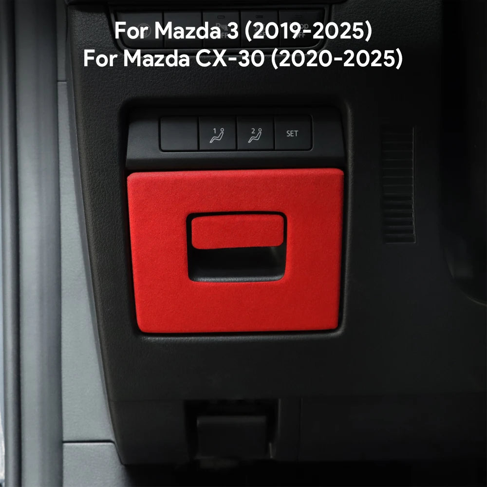 Suede driver's storage box panel trim protection