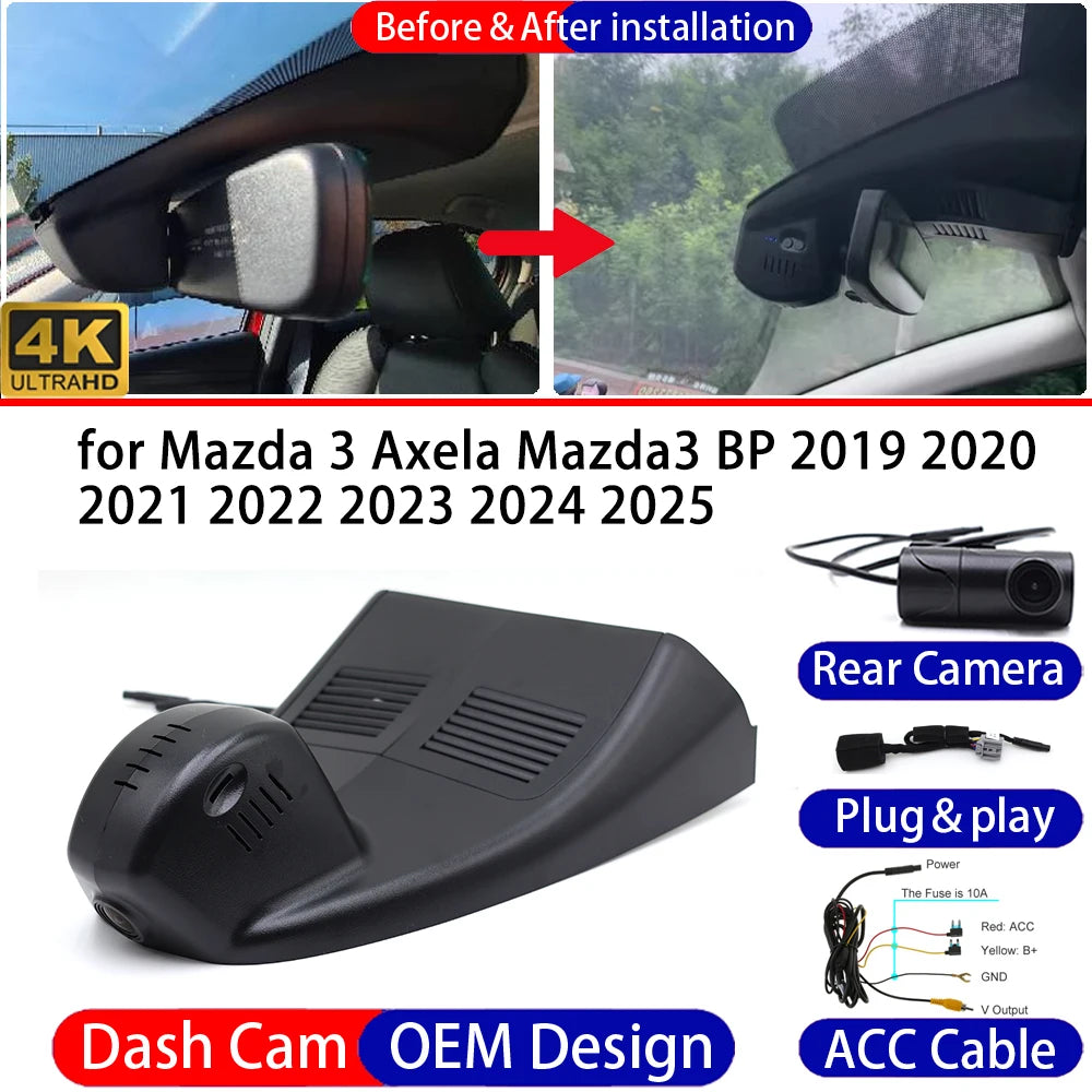 Dashcam 4K Intégrée Type Origine WiFi – Mazda 3 BP