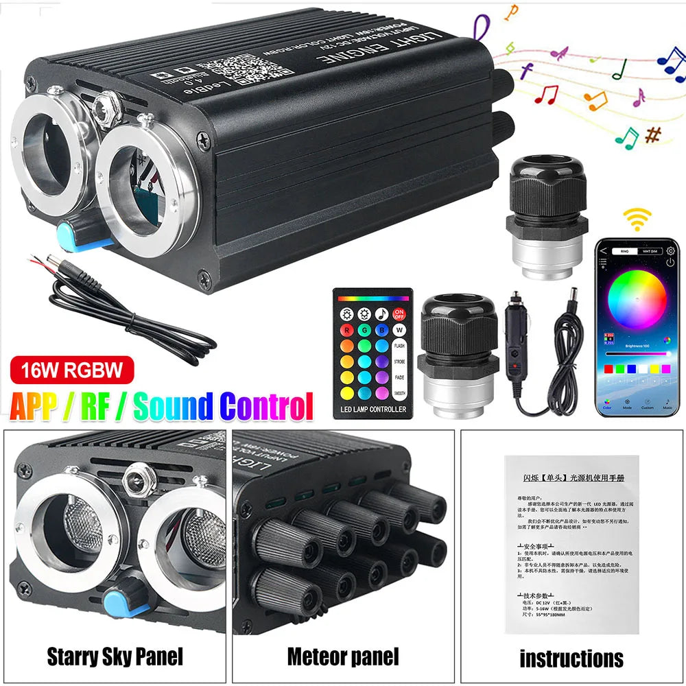 32W RGBW Meteor Car Roof stars Fiber Optic Light Music Roof Car Interior Ambient Atmosphere Light for Starry Sky ceiling