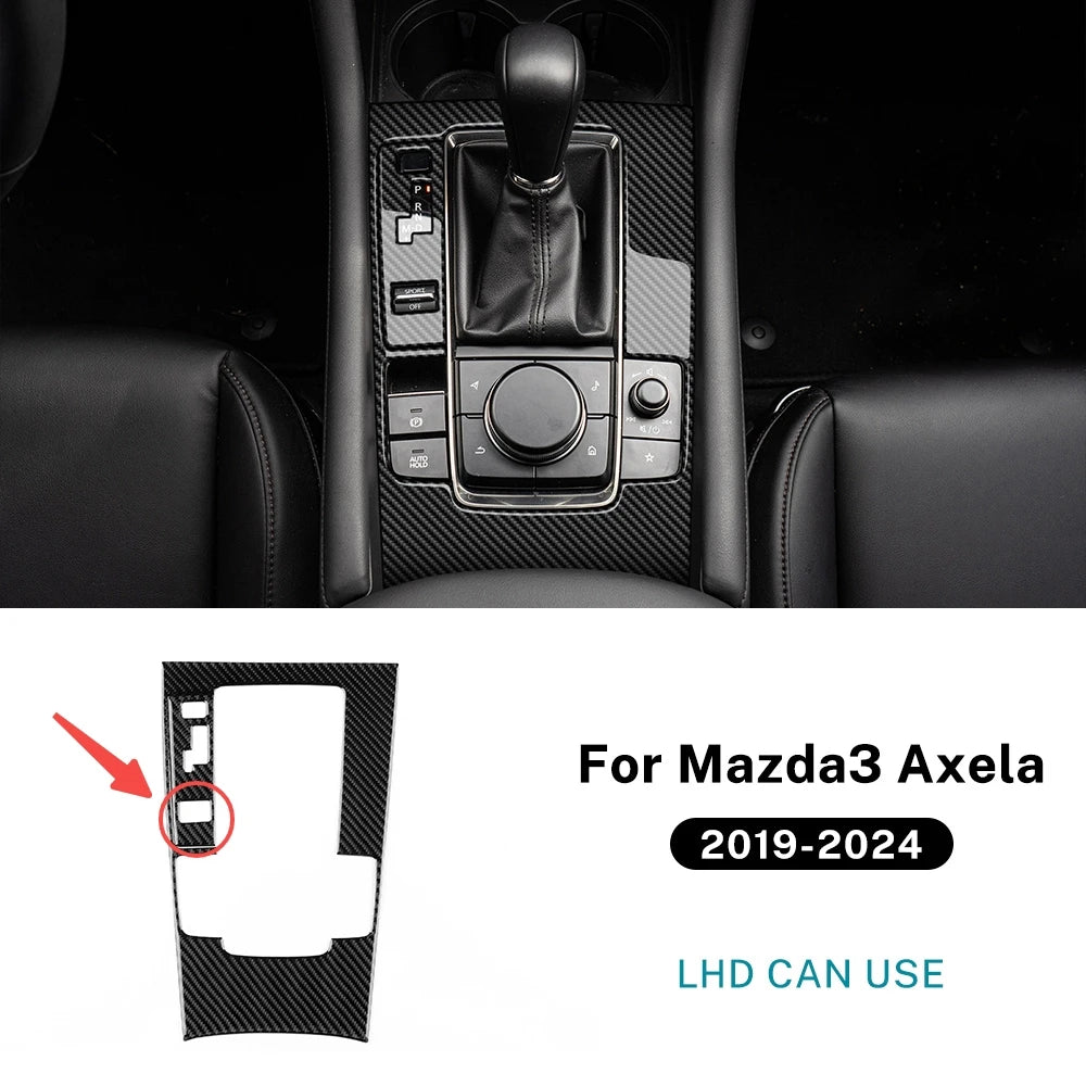 Cache de Console de Levier de Vitesse en Fibre de Carbone – Mazda 3 BP