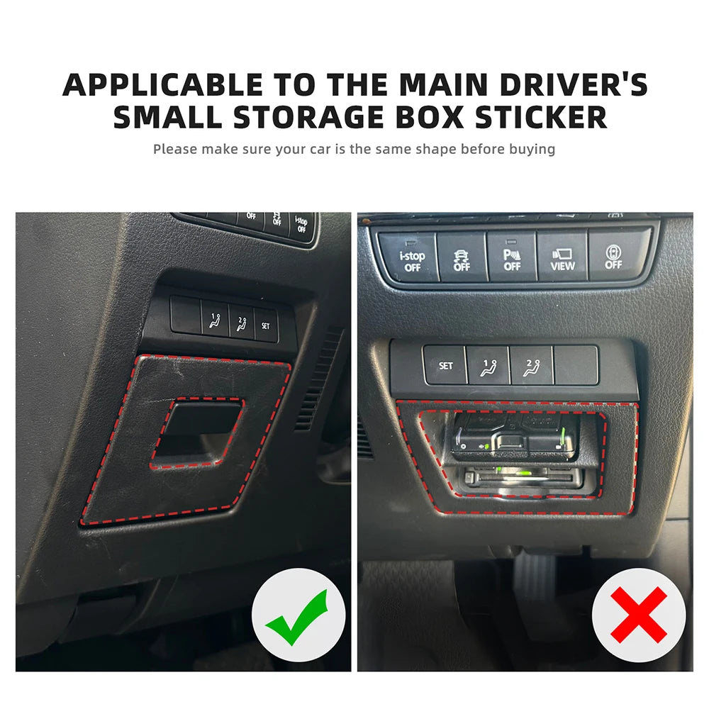 Suede driver's storage box panel trim protection