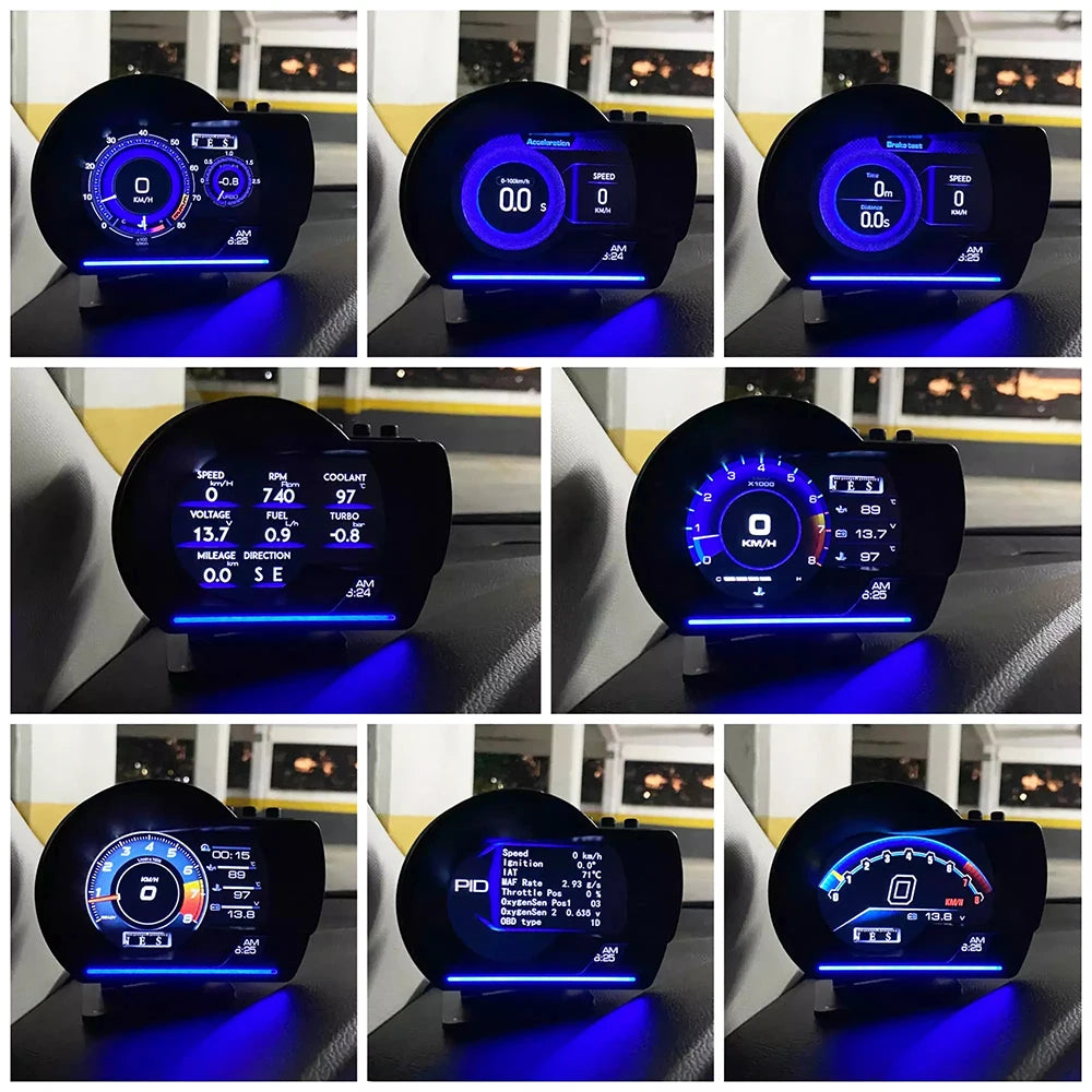 Newest A501 Car Head Up Display OBD2 Smart Car HUD Turbo Gauge Digital Odometer Security Alarm Water&amp;Oil temp RPM Auto Meter