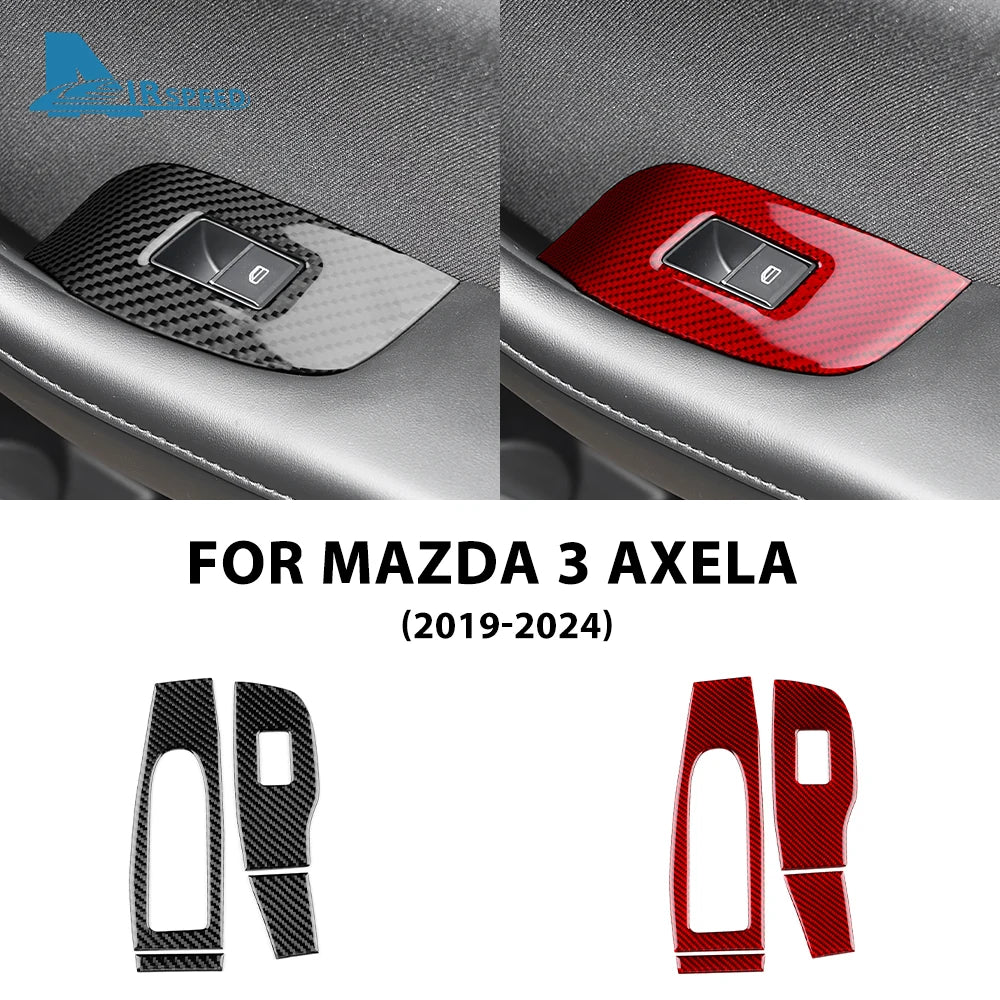 Autocollant fibre de carbone pour panneau de commande des lève-vitres avant – Mazda 3 BP