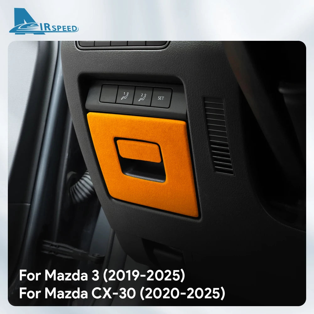 Suede driver's storage box panel trim protection