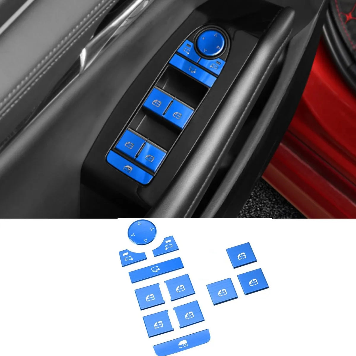 Aluminum Window Regulator Button Covers - Premium Interior Trim Kit