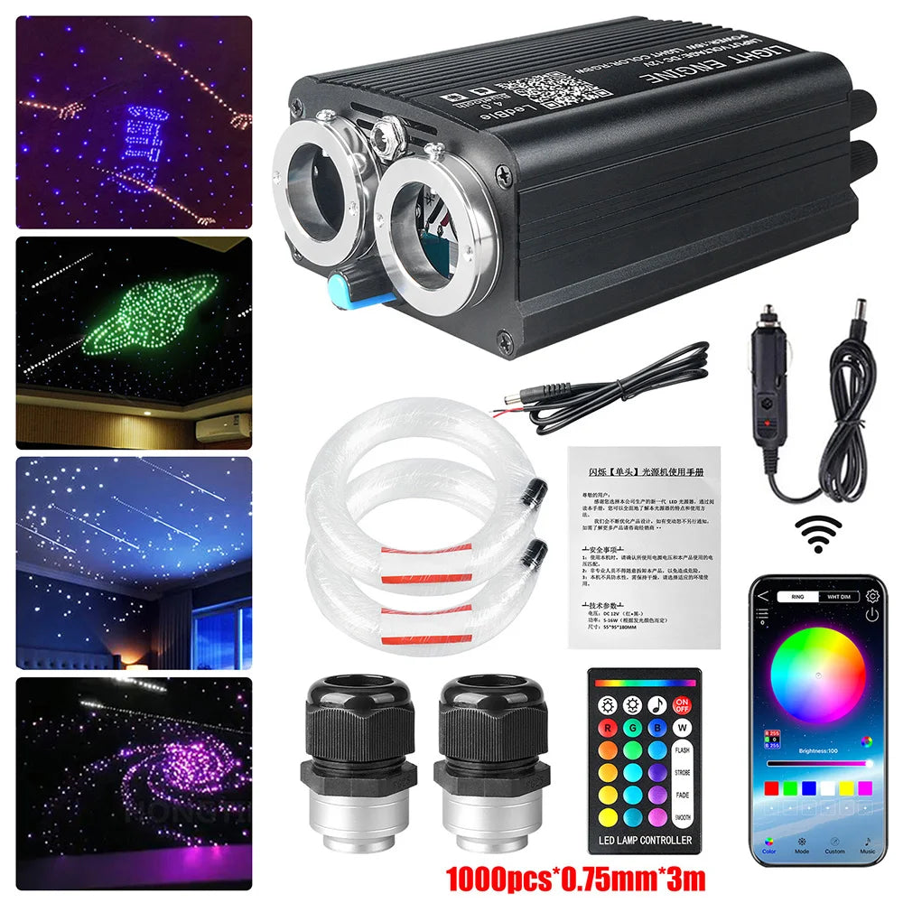32W RGBW Meteor Car Roof stars Fiber Optic Light Music Roof Car Interior Ambient Atmosphere Light for Starry Sky ceiling